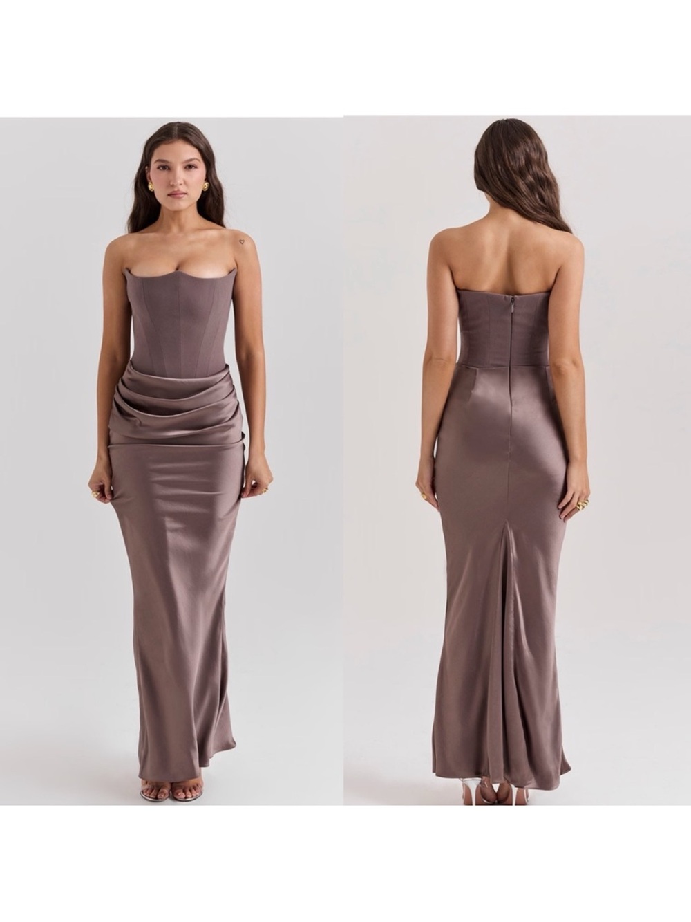 House of CB 'Persephone' Smoke
Strapless Corset Maxi Dress NWOT MEDIUM A/C cups